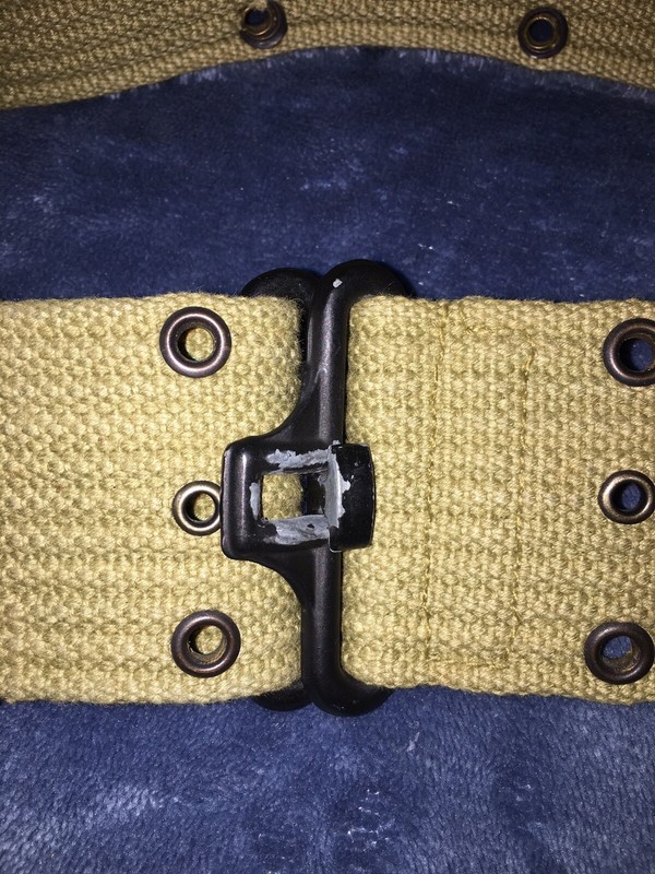 WW2 US Army pistol belt with canteen, mounted cover & foldout cup/bowl. gallery