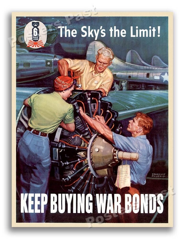 1940s “The Sky’s the Limit!” WWII Historic War Poster – 18×24