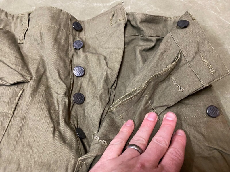 WWII US ARMY DARK SHADE HBT COMBAT FIELD TROUSERS- XSMALL 30 WAIST gallery