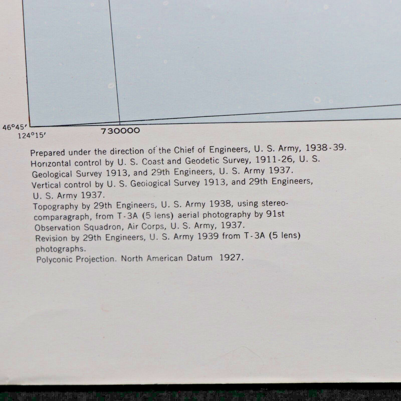 Corps of Engineers US Army Tactical Map Scale 1/62500 Military Grayland WA 1941 gallery