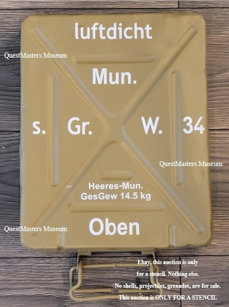 German WWII 8cm 80mm Granatwerfer 34 (Mortar 34) Carry Case Stencil, Stencil 167