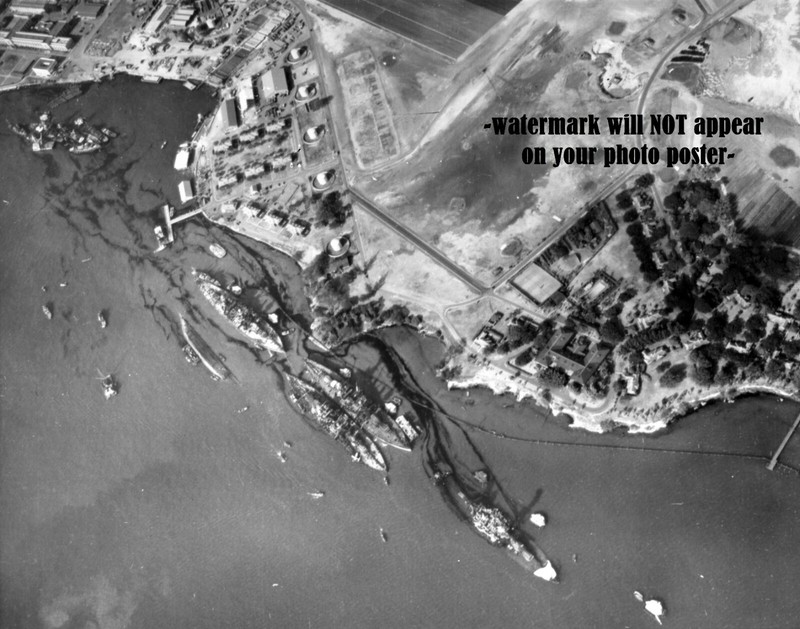 11x14 Aerial View PHOTO Poster Battleship Row Attack on Pearl Harbor USS Arizona