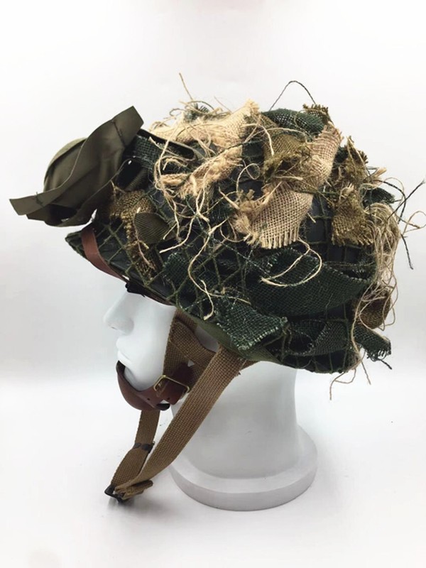 WW2 US ARMY AIRBORNE M1C helmet HELMETT CAMOUFLAGE NET SUIT gallery