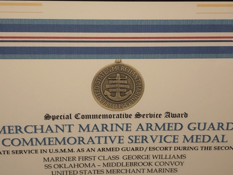 SCSA - MERCHANT MARINE ARMED GUARD COMMEMORATIVE MEDAL CERTIFICATE ~ Type 1 gallery