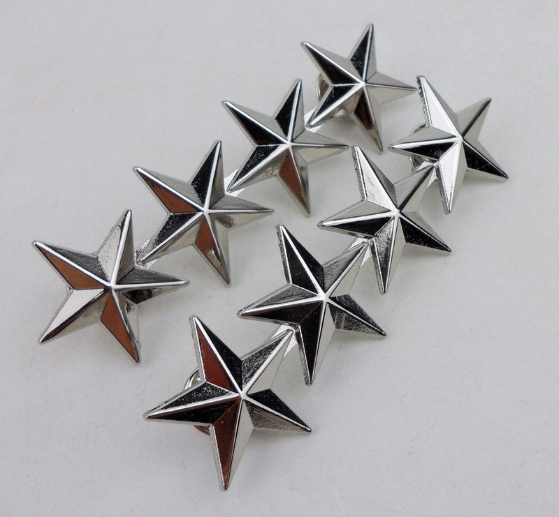 Silver US Military Officers Four Star Shoulder Rank Badge Pins Insignia gallery