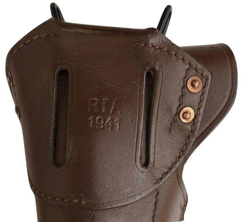 WW2 US Army .45 Hip M1911 Colt Dark Brown Holster with Walnut Wood Colt Grip gallery