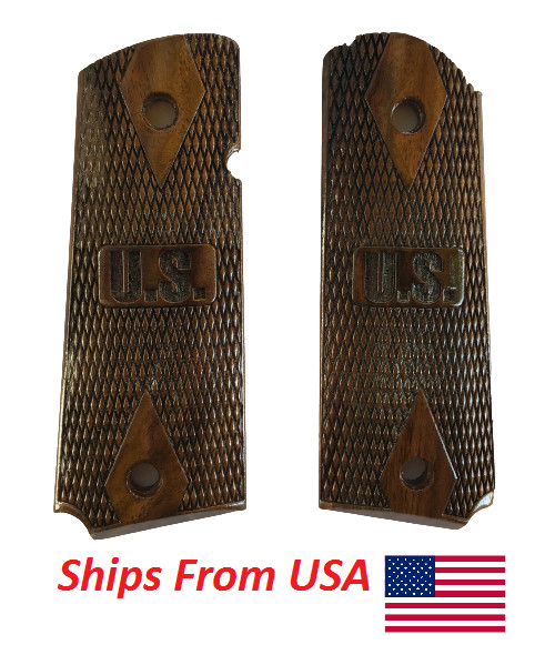 Checkered Walnut Wood Grips for Colt 1911 .45 Repro - Repro (Designer US)