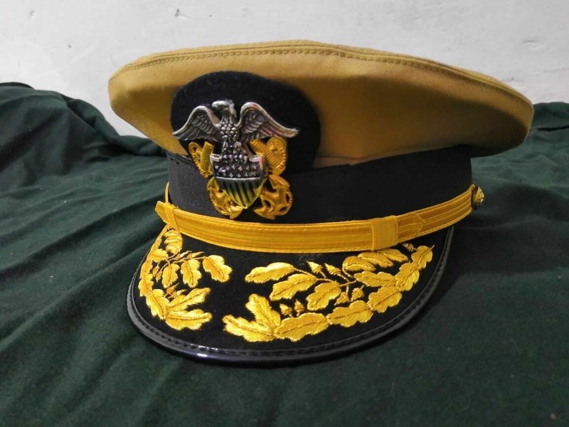 New Us Navy Commander Admiral Rank Caps Hats Embroidered Peak All Size Available gallery