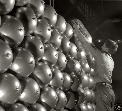 WW2 B&W Photo Aircraft Oxygen Bottles at Factory WWII WW2 World War Two