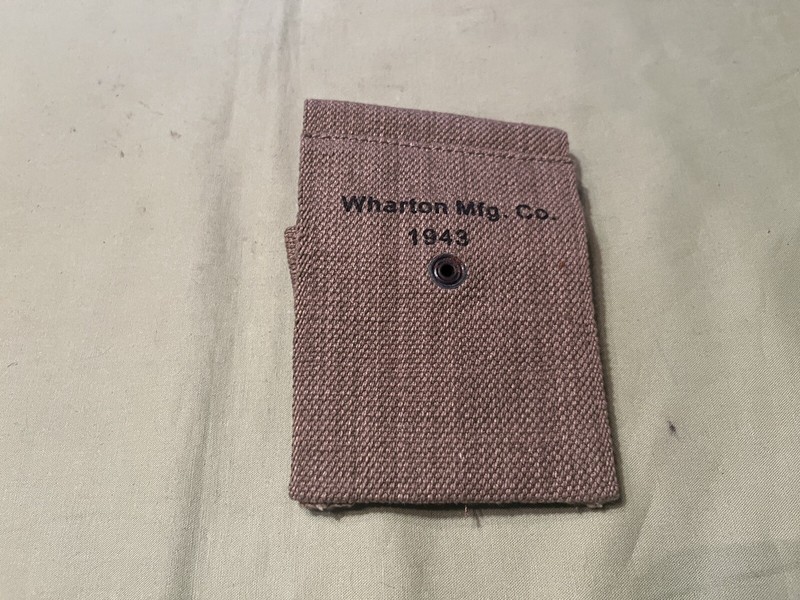 USED REPRODUCTION WWII U.S. 1911 DUAL MAGAZINE HOLDER CANVAS POUCH WHARTON MFG gallery