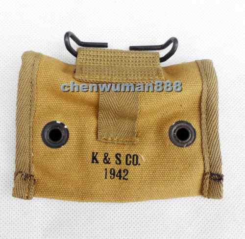 WWII 2 US ARMY LENSATIC COMPASS CANVAS POUCH POCKET BAG gallery