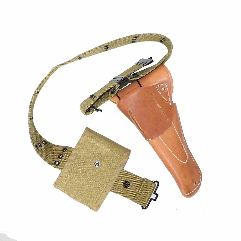 OUTDOOR MILITARY WW2 US ARMY EQUIPMENT PISTOL BELT 1911 HOLSTER W AMMO POUCH gallery