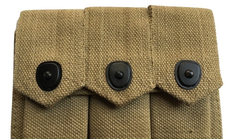 U.S Army Reproduction WW2 Thompson 3 Cell USGI 3 Pocket Magazine Pouch KHAKI gallery