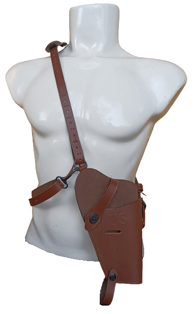M7 Premium Brown Leather Tanker Shoulder Holster Repro – DARK BROWN
