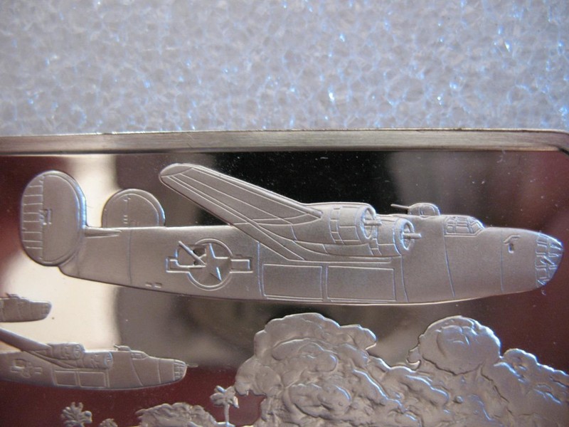 1-OZ.925 SILVER AIR & SPACE BAR, 2285 MINTED (WWII 1941 B-24 LIBERATOR) +GOLD