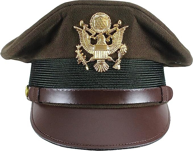 US WW2 Army Officers Visor Cap - Chocolate - Repro WW2 Crusher Service Hat gallery