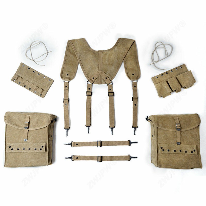 WWII WW2 US ARMY SOLDIER MEDIC CANVAS MEDICAL KIT SET - POUCH & SUSPENDER SET gallery