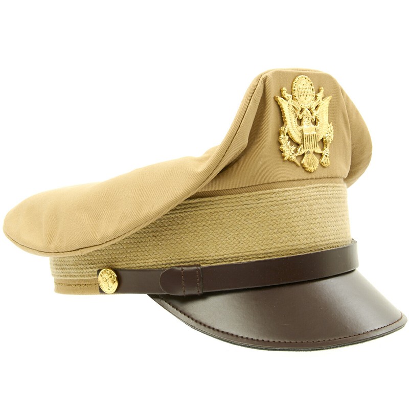 U.S. WWII Officer Visor Crush Cap summer Khaki Size 7 gallery