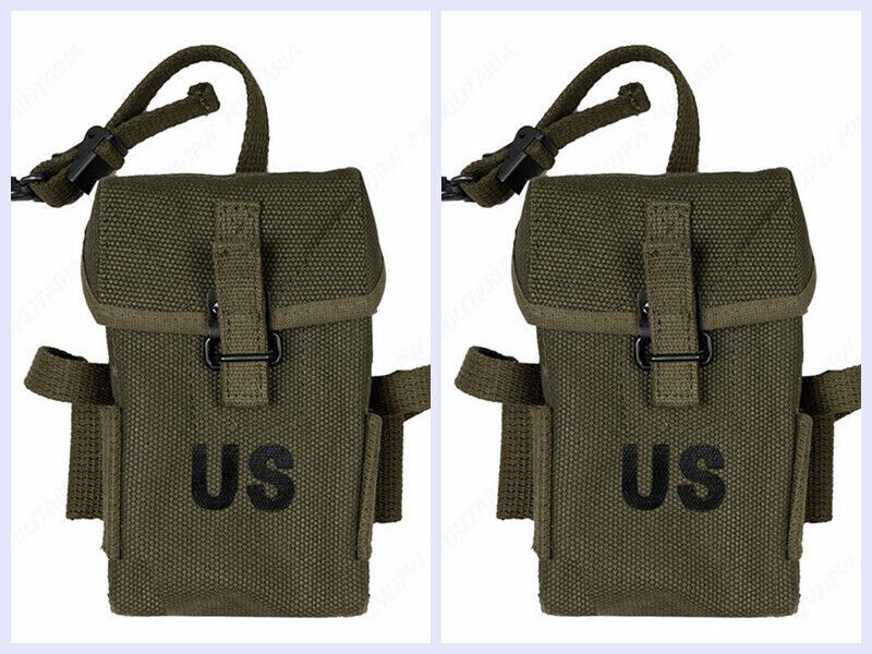 2PCS WW2 WWII US ARMY VIETNAM WAR M1956 LONG TYPE AMMO POUCH AND 1ST AID GEAR