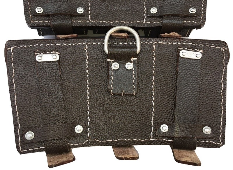 WWII German K98 98K TRIPLE AMMO LEATHER POUCH (Repro) -COMBO OF K98 SLING gallery