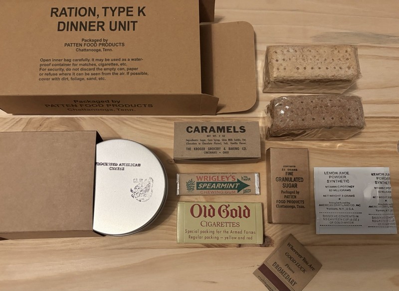 Early-Mid War Fully Edible WWII Reproduction K Ration Breakfast Dinner Or Supper gallery