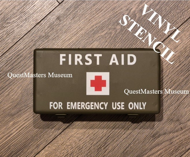 U.S. WWII First Aid Kit, Vehicle, Jeep, 1942 Stencil, Stencil 074e