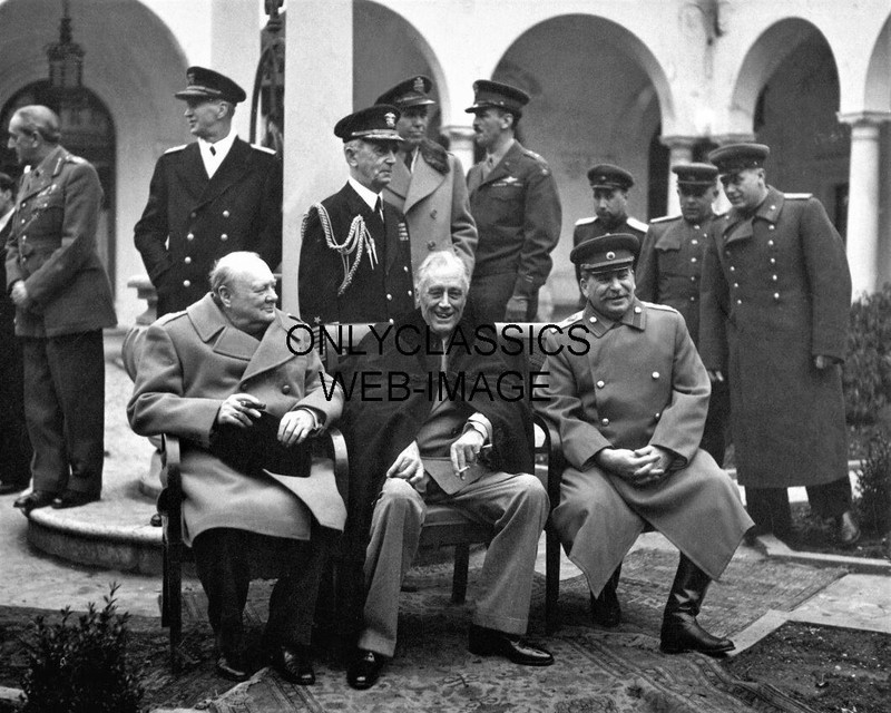 1945 WWII YALTA CONFERENCE 8X10 PHOTO WINSTON CHURCHILL FRANLIN ROOSEVELT STALIN