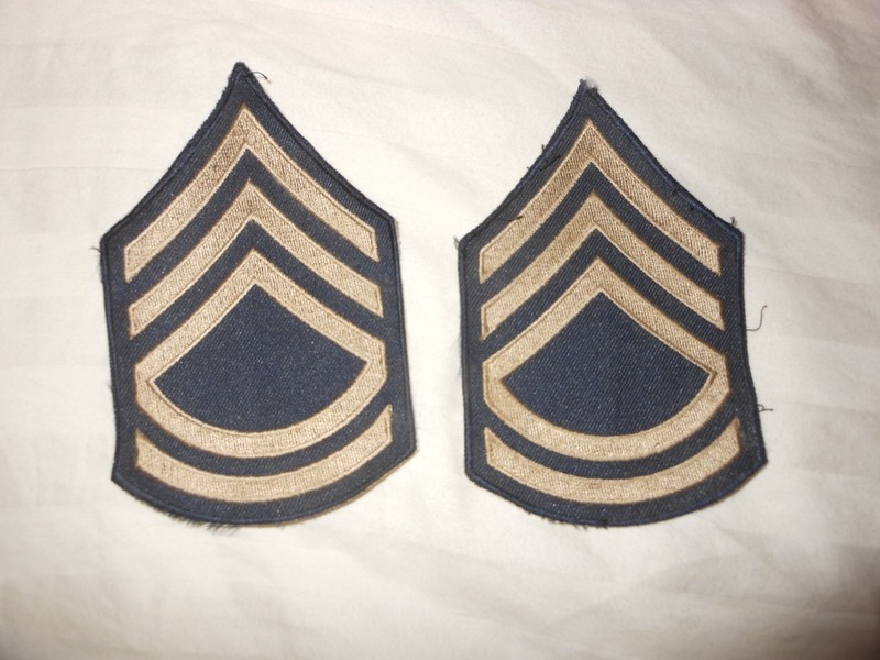 WWII US Technical Sergeant Stripes, Pair, replica, Used, Rayon