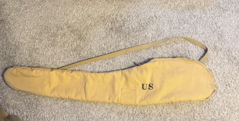 WW II Reproduction US Canvas Rifle Case Shearling Lined Tan Military Marked