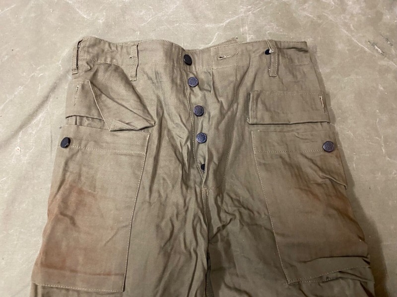 WWII US ARMY DARK SHADE HBT COMBAT FIELD TROUSERS- XSMALL 30 WAIST gallery