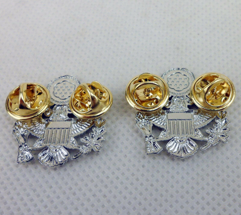 PAIR Metal US Air Force General Officer Shoulder Eagle Badge Pin Insignia gallery
