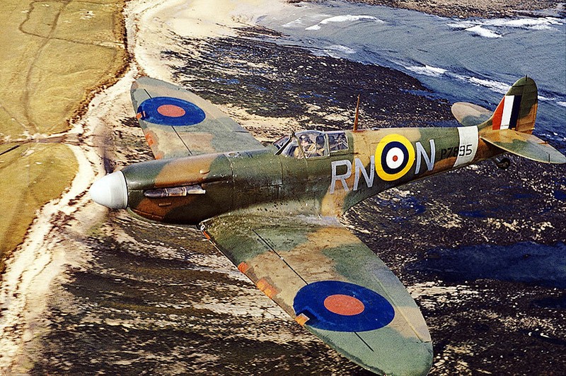 SUPERMARINE SPITFIRE MARK IIA OVER THE COAST 12×18 GLOSSY PHOTO PRINT