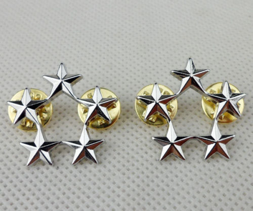 WW2 A PAIR OF US MILITARY ARMY OFFICER 5 STAR GENERAL RANK BADGES PIN