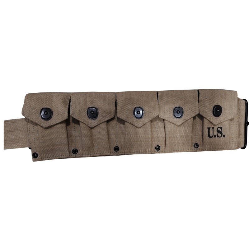 U.S.WWII Springfield M1923 Garand Cartridge Canvas 10 Pocket Belt Khaki gallery