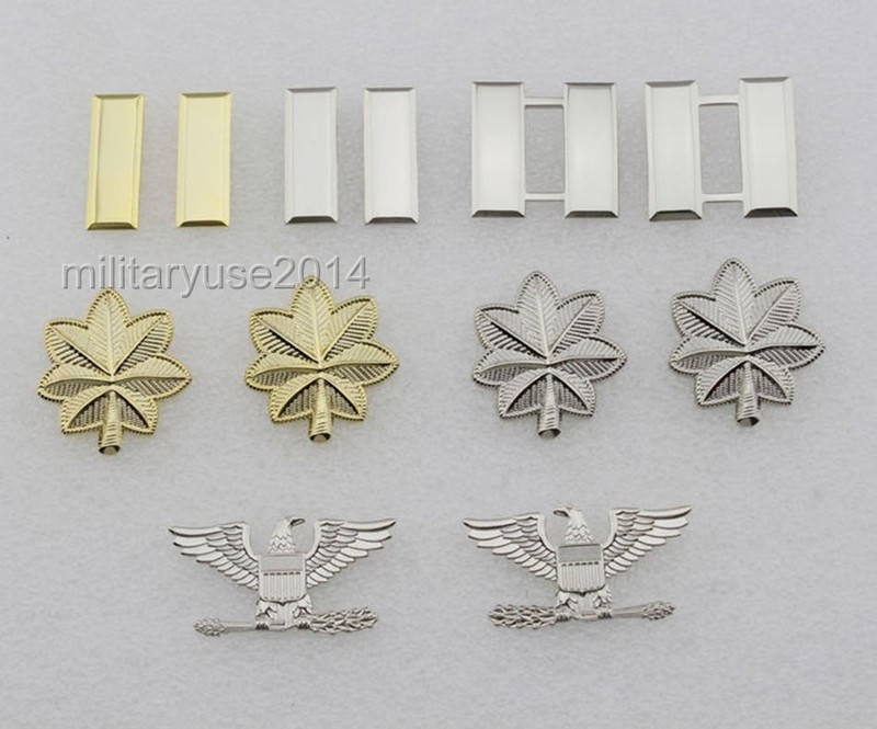 U.S. US ARMY OFFICER’S RANK INSIGNIA PIN BADGE COLLAR PIN full size-6 pairs