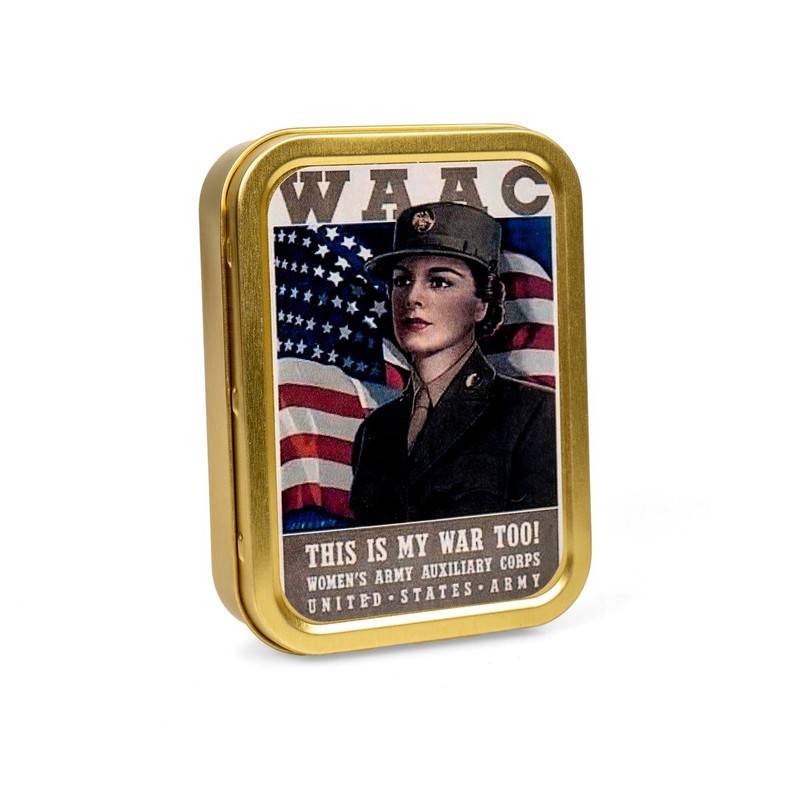 WW2 Themed WAAC Metal Tin- Women's Army Auxillary Corps- US Propaganda Empty Tin gallery
