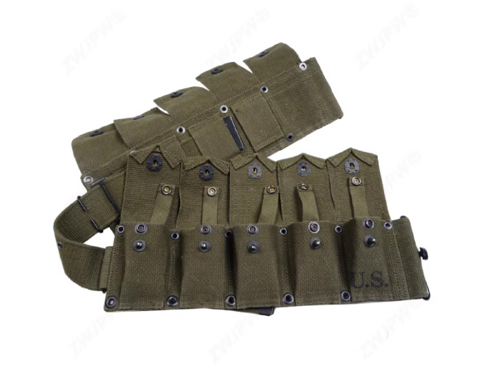 WWII U.S. Army Garland Ammo Pouch Bag Belt Ten Pack Green-1393 gallery