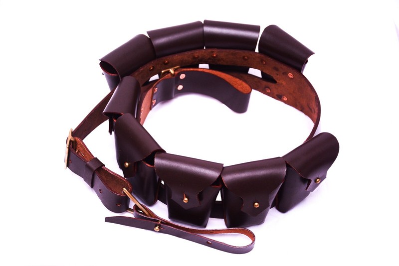 British Bandolier Light Horse Mounted Pattern -9 Pocket Brown Leather