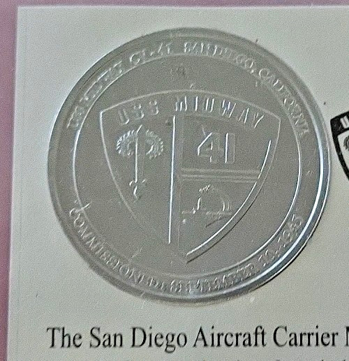 Vintage USS CV-41 Midway San Diego Museum Commemorative Coin & Display Card gallery