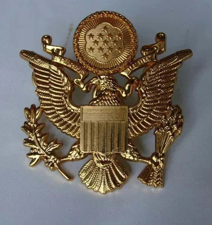 US Army Cap Badge Eagle Pin Metal Military Souvenir Officer Insignia Medal