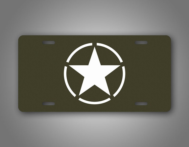 World War II White Star & Circle Emblem Insignia Vintage License Plate WW2 Tag gallery