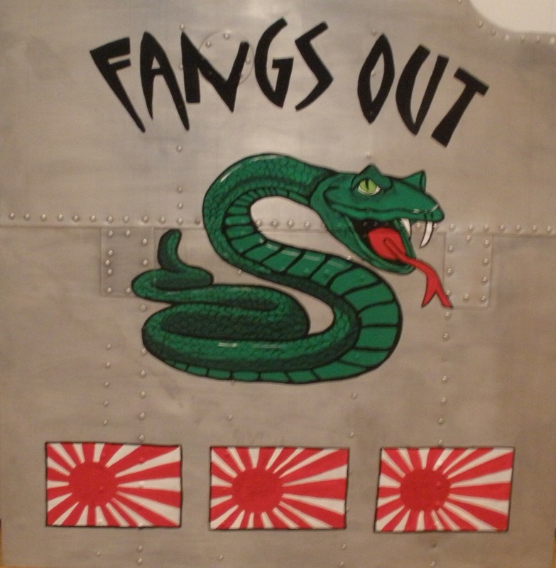 WWII hand painted large airplane nose art panel reproduction Fangs Out NAP-0116