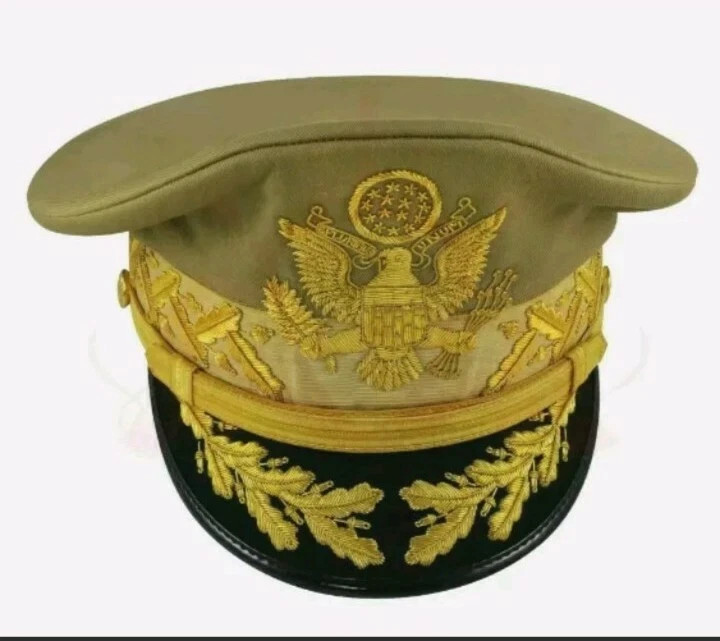 US Army Peak Cap General Douglas Macarthur's Uniform Military Khaki Hat gallery