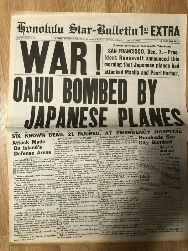 1941 Honolulu Star- Bulletin 12/07/1941 1st EXTRA gallery