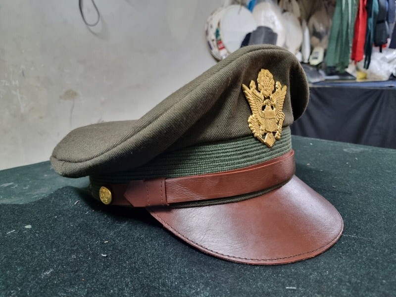 WWII US Army military uniform dress jacket visor cap Officer hat gallery