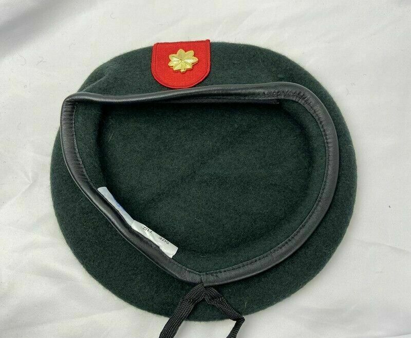 7-1/2 US ARMY 7TH SPECIAL FORCES GROUP BLACKISH GREEN MAJOR RANK BERET CAP HAT