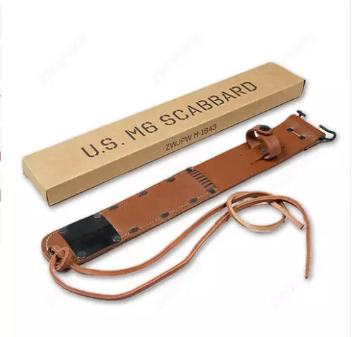 replica WWII US PARATROOPER M6 FIGHTING KNIFE LEATHER CARRY SCABBARD COVER gallery
