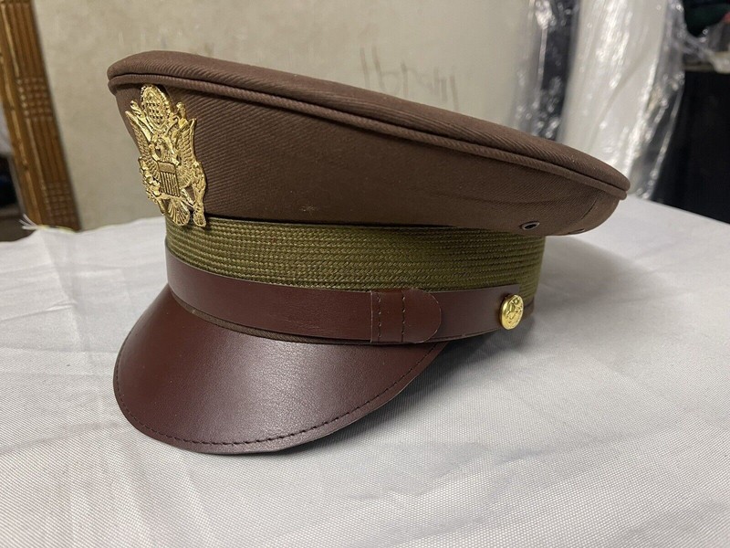 US Army Air Corps Officer Crusher Hat Military Cap With Golden Eagle B gallery