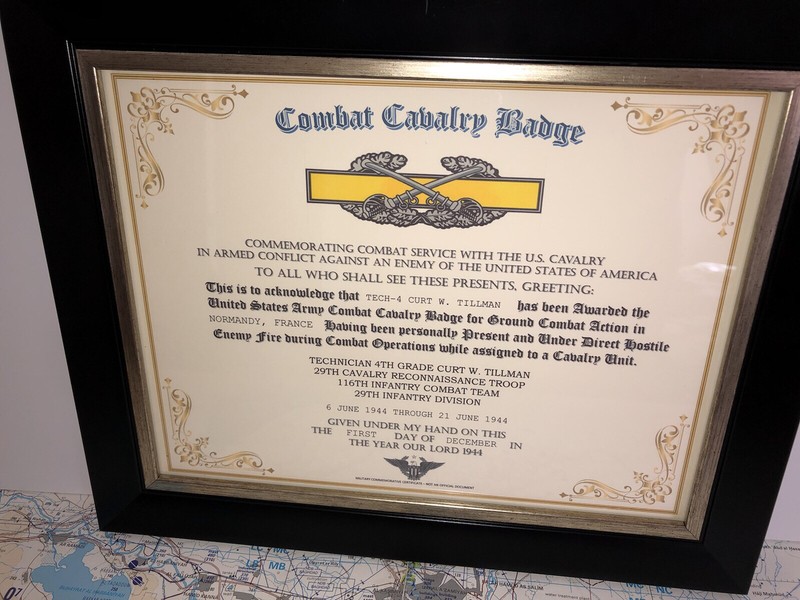 ARMY / COMBAT CAVALRY BADGE CERTIFICATE (COMMEMORATIVE ISSUE)