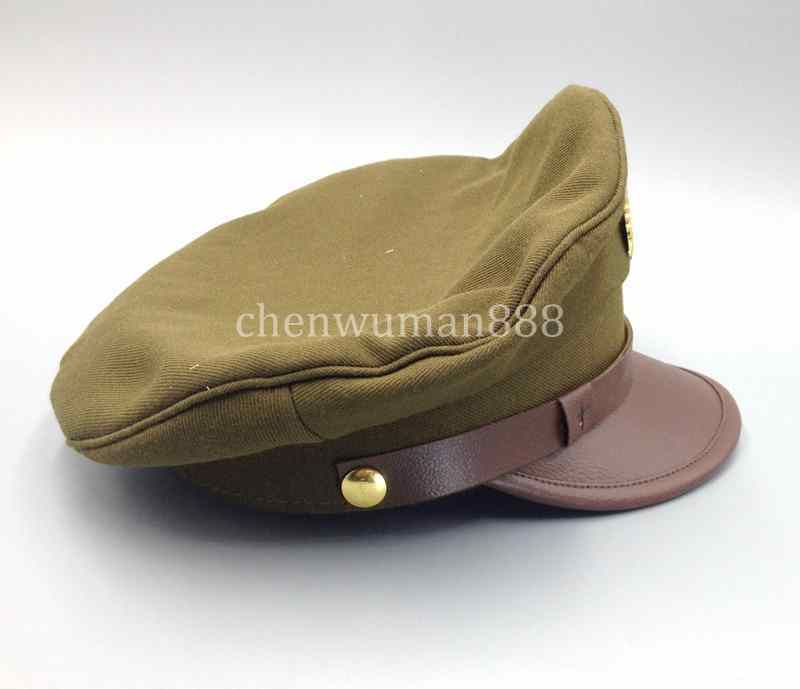 WWII ERA US OFFICER ARMY E PLURIBUS UNUM EAGLE CREST EMBLEM WIDE BRIM CAP XL gallery